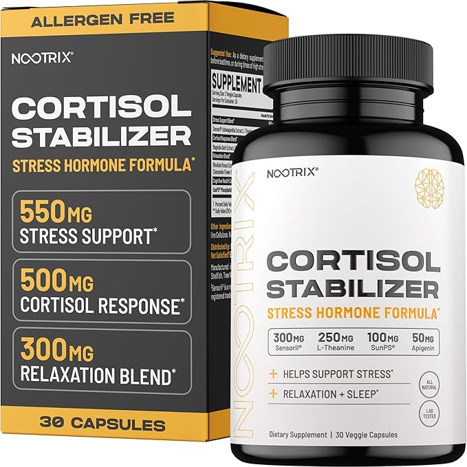 Cortisol Manager and Stabilizer Supplement | Supports Deep Sleep & Relaxation | Cortisol Supplement with Ashwagandha, L-Theanine, Rhodiola Rosea Extract & Apigenin | 30 Vegan Capsules