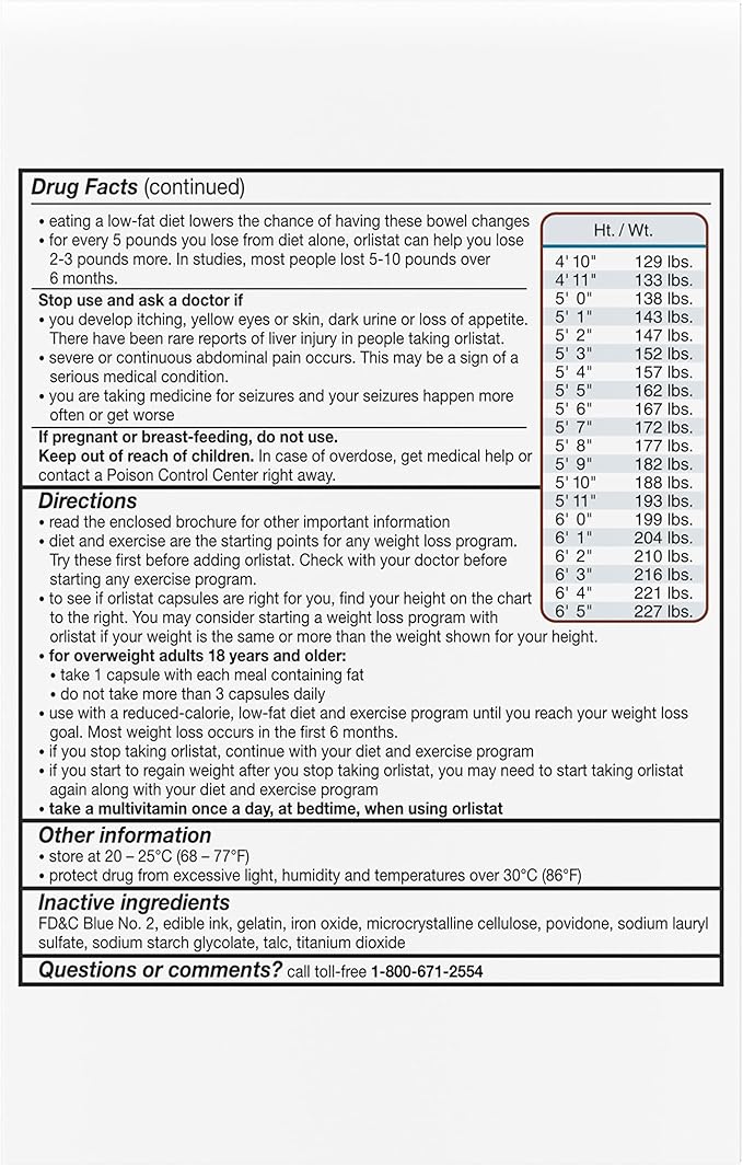 alli Weight Loss Diet Pills, Orlistat 60 mg Capsules, Non Prescription Weight Loss Aid, 120 Count Refill Pack