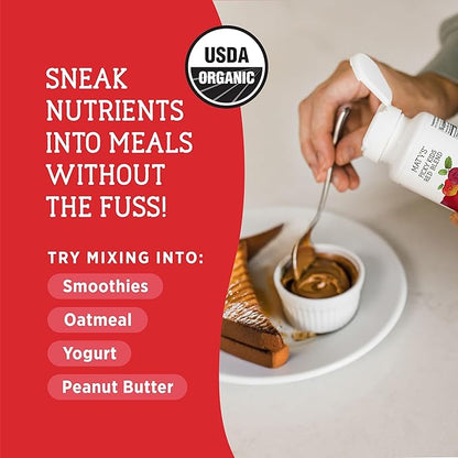 Matys Organic Picky Kids Red Blend, Fruit and Veggie Powder Supplement, Picky Eater Vitamins for Kids 4 Years +, Childrens Superfoods Powder for Meals with Berries, Beets, & Bananas, 1.6 Ounces