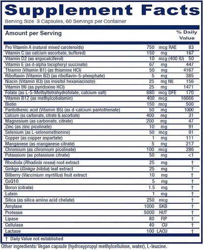 Vitanica, Senior Symmetry, 65 Years and Up Multivitamins and Minerals, Vegan, 180 Capsules