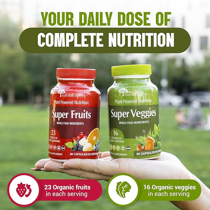 Júce Original Formula - Organic Super Fruit & Veggies Supplement - Gluten/Gelatin Free, Soy Free & Vegan- Reds & Greens Superfood Capsules- 23 Fruits & 16 Vegetables (180 Count)