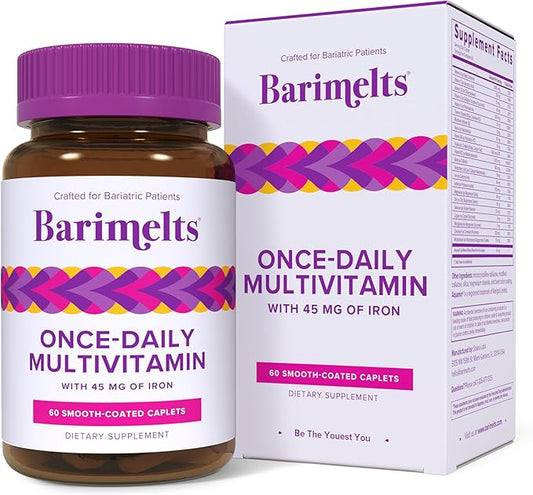 BariMelts Once Daily Bariatric Multivitamin with Iron - 60 Easy-Swallow Caplets (2-Month Supply) - Multivitamin for Women, Multimineral Complex, Supports Nutrition After Bariatric Surgery