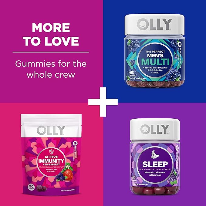 OLLY The Perfect Women's Multi and Kid's Multi +Probiotic Family Pack Gummies, 2 Count, Chewable Supplement