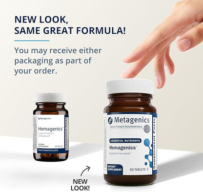 Metagenics Hemagenics - Iron Supplement - Non-Constipating - Vitamin B12, B6 & Folate - Supports Formation & Maintenance of Healthy Red Blood Cells* - Non-GMO, Gluten-Free & Vegetarian - 60 Tablets