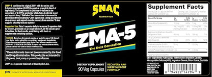 SNAC ZMA-5 Sleep Aid Supplement, Promote Muscle Recovery & Growth, Immune Support, & Restorative Sleep with Zinc, Magnesium & 5-HTP, Post Workout, Before Bed ZMA Supplements 180 Count (2 Pack)