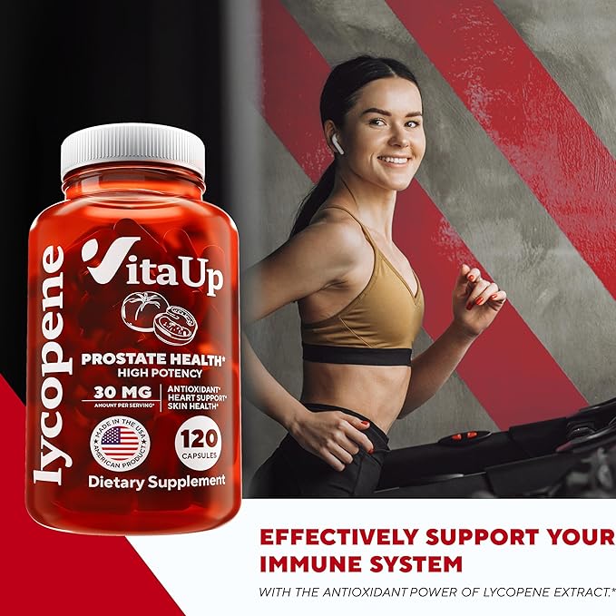 Lycopene Supplement - USA Made Lycopene 30mg - Lycopene Supplements for Men - Prostate Supplements for Men - Lycopene Supplements for Prostate Health, Heart Health & Immune Support - 120 Count