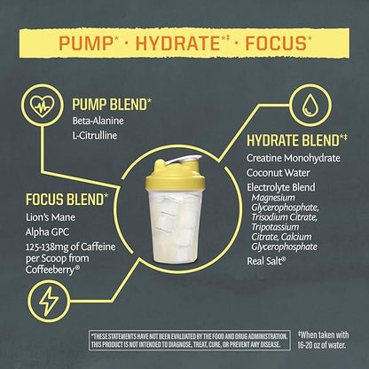 Sunwarrior Pre Workout Powder Energy Drink | Vegan, Plant-Based, Pre-Workout Supplement | Pump, Hydrate, Focus, Endurance, & Strength Builder | Yuzu Mango Flavored | 30 Servings | Active Preworkout