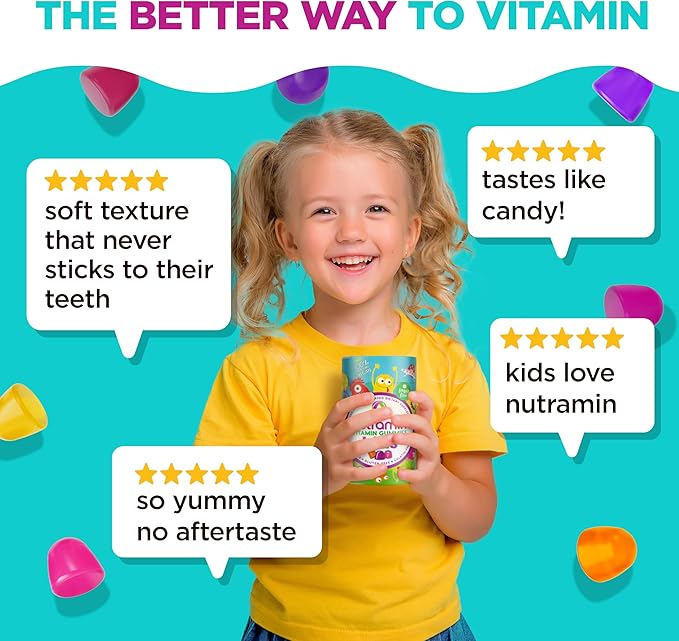 Nutracelle NUTRAMIN Sugar-Free, Allergen-Free 100% Vegan Gummy Multivitamins for Kids - Great Tasting Natural Gummies Your Kids Will Love - 90 Count Bottle