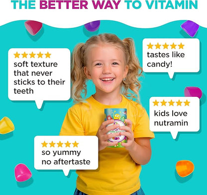 Nutracelle NUTRAMIN Sugar-Free, Allergen-Free 100% Vegan Gummy Multivitamins for Kids - Great Tasting Natural Gummies Your Kids Will Love - 90 Count Bottle
