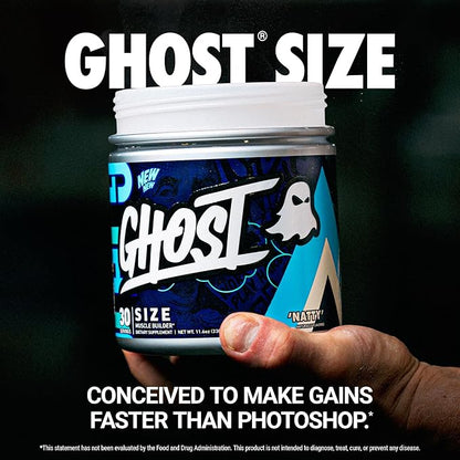 GHOST Size V3 Muscle Builder Dietary Supplement - Natty, 30 Servings – Support Muscle Growth & Strength Building for Men & Women - Creatine & Betaine - Free of Sugar & Gluten