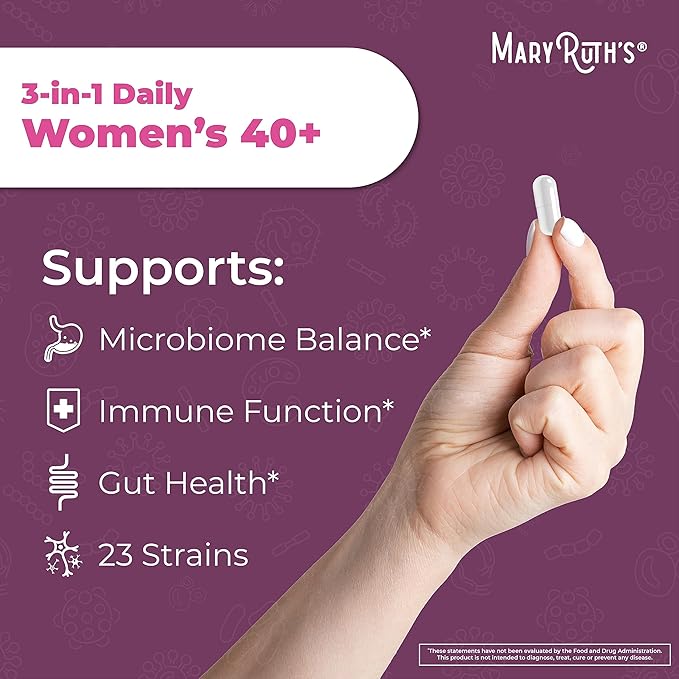 MaryRuth Organics 3-in-1 Daily Health 40+ Probiotics for Women | Clinically Tested | Estrogen Supplement for Women | 50 Billion CFU | Allergen Free | 30 ct