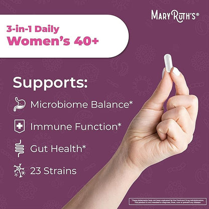 MaryRuth Organics 3-in-1 Daily Health 40+ Probiotics for Women | Clinically Tested | Estrogen Supplement for Women | 50 Billion CFU | Allergen Free | 30 ct