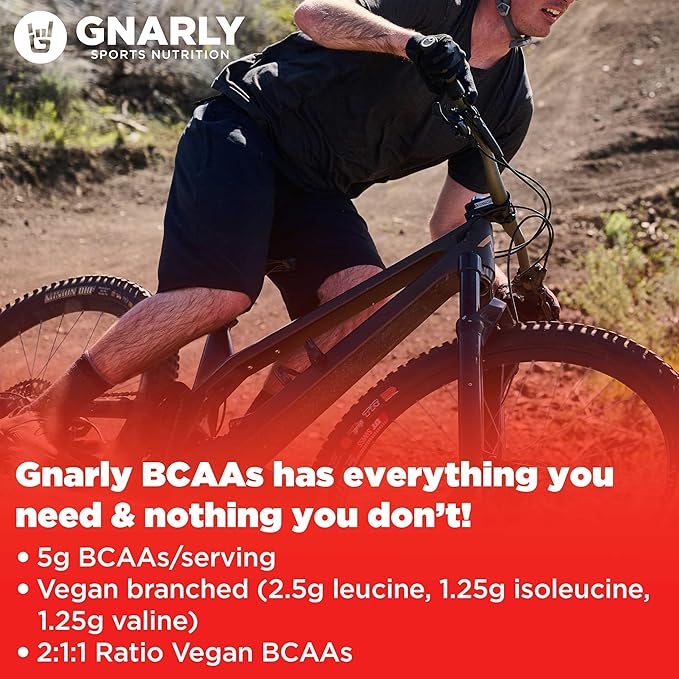 Gnarly Nutrition BCAA Powder - Pre-workout Supplement, NSF Contents Certified, Reduce Muscle Breakdown & Boost Protein Synthesis - Fruit Punch, Caffeine (10.58oz)