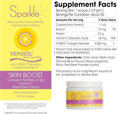Sparkle Skin Boost (Mixed Berry) [30-Serves] Verisol Collagen Peptides Protein Powder Vitamin C Supplement Drink
