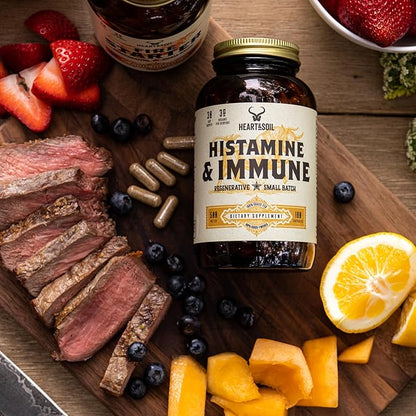 HEART & SOIL - Histamine & Immune Supplement - Immune Support Supplement - Enriched with Selenium, Vitamin A, Thymopoietin, Thymulin, DAO, Thymosin, LEAP-2 & Peptides - 180 Capsules