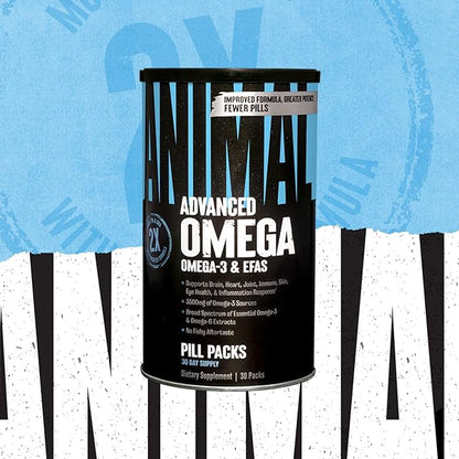 Animal Advanced Omega Essential Fatty Acids - High Potency 3500mg Omega 3 & Omega 6 Supplement with EPA, DHA, ALA, CLA, GLA for Heart, Brain, Joint, Skin, Eye, Metabolism, Immune Health - 30 Day Pack
