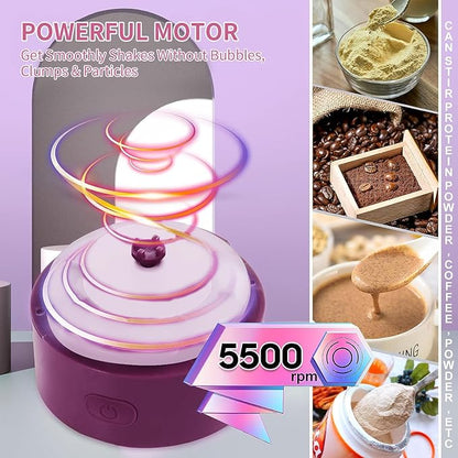 Electric Protein Shaker Bottle, Lockable Electric Blender Cup, 24oz Tritan USB Rechargeable Mixer, Portable Blender Shaker Cups for Protein Shakes for Women Men, Purple