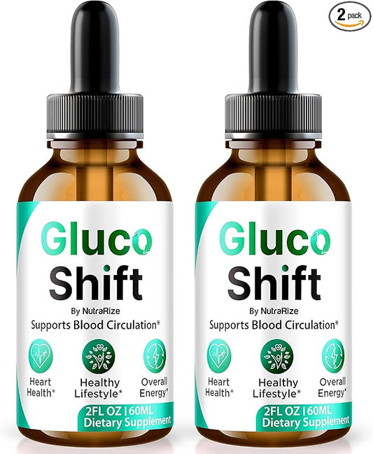 (2 Pack) Gluco Shift Drops - Our Innovative Natural Blood Support Formula, Official GlucoShift to Maintain Healthy and Stable Levels for Overall Wellness, Detox Cleanse Gotas Review (60 Servings)