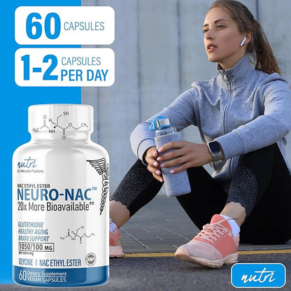 Neuro NAC Supplement N-Acetyl Cysteine Ethyl Ester (2 Pack)- 20x More Bioavailable Than NAC 600 mg - Boost Glutathione 10x More Than Liposomal Glutathione - N Acetyl Cysteine Ethyl Ester 120 Capsules