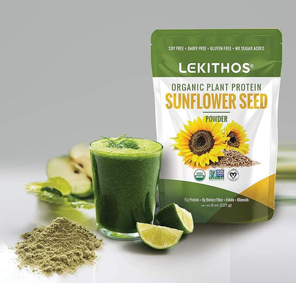 Organic Sunflower Protein Sunflower - 8 oz - 15g Protein - Certified USDA Organic, Non-GMO Project Verified, No Added Sugars - Certified Vegan - Gluten Free