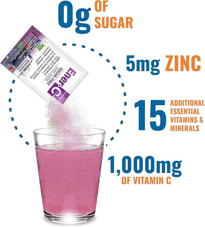Ener-C Sugar Free Energy Mixed Berry Multivitamin Drink Mix Vitamin C 1000mg & Electrolytes - Natural Immunity Support with Real Fruit Juice Powders Non-GMO Vegan & Gluten Free - 30 Count