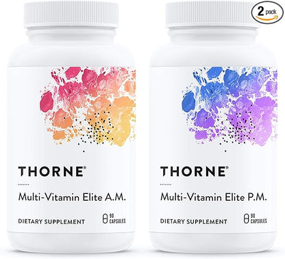 THORNE Multi-Vitamin Elite - Daily Nutritional Supplement - AM Formula Supports Cellular Energy Production and PM Formula Supports Restful Sleep - Gluten-Free, Dairy-Free - 180 Capsules - 30 Servings