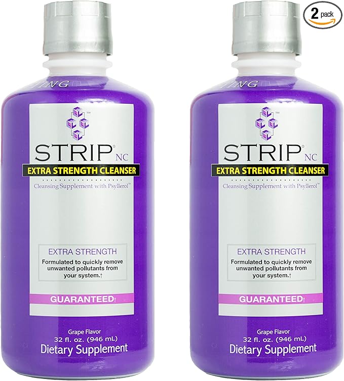 Wellgenix Strip NC Herbal Cleanse Detox Drink, Fast-Acting Body Detox, 32 Fl Oz, Premium Detoxifier for Quick Flush Toxin Removal, Extreme Cleanse Detox, Grape Flavor Liquid Formula (Pack of 2)