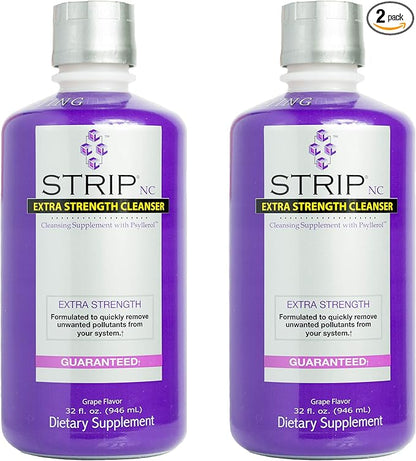 Wellgenix Strip NC Herbal Cleanse Detox Drink, Fast-Acting Body Detox, 32 Fl Oz, Premium Detoxifier for Quick Flush Toxin Removal, Extreme Cleanse Detox, Grape Flavor Liquid Formula (Pack of 2)