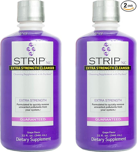 Wellgenix Strip NC Herbal Cleanse Detox Drink, Fast-Acting Body Detox, 32 Fl Oz, Premium Detoxifier for Quick Flush Toxin Removal, Extreme Cleanse Detox, Grape Flavor Liquid Formula (Pack of 2)