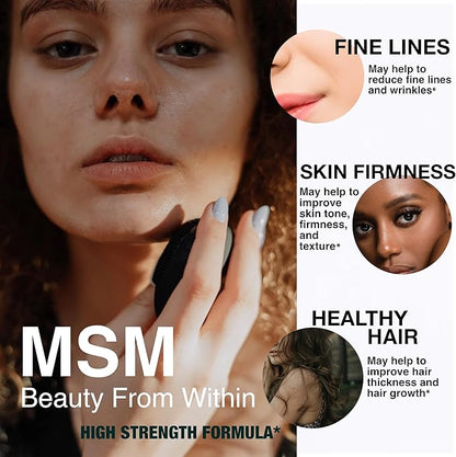 Hair Vitamins MSM powder Faster Hair Growth Hairtonica - Hair Growth Supplement - Support Hair Loss & Thinning Hair - MSM 1,000mg Hair Supplement Biotin 5000mcg, Keratin – Packaging may vary 90 ct