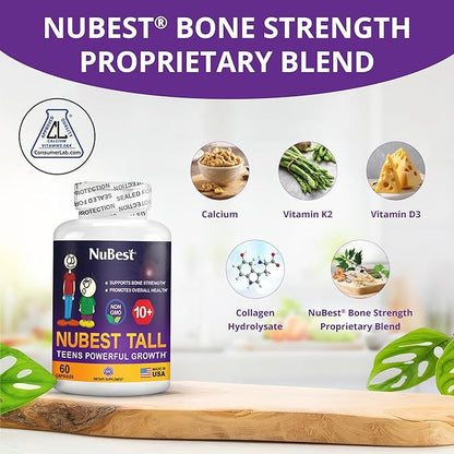 NuBest Tall 10+ - Height Growth Supplement for Children (10+) & Teens Who Drink Milk Daily, Height Growth Pills with Calcium, Vitamins & Minerals - Helps Height Increase - 12 Pack | 12 Month Supply