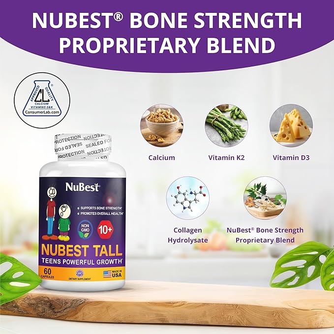 NuBest Tall 10+ - Height Growth Supplement for Children (10+) & Teens Who Drink Milk Daily, Height Growth Pills with Calcium, Vitamins & Minerals - Helps Height Increase - 12 Pack | 12 Month Supply
