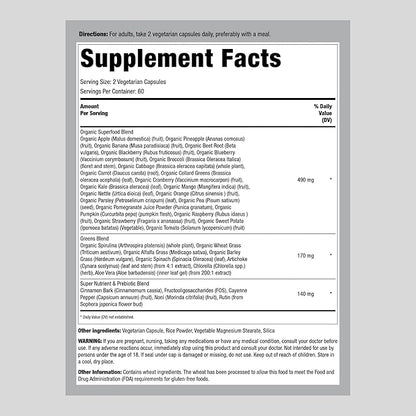 Piping Rock Fruits and Veggies Supplement | 120 Capsules | Plus 20 Fruit and Vegetables | Antioxidant Superfood Formula | Daily Multivitamin | Vegetarian, Non-GMO, Gluten Free