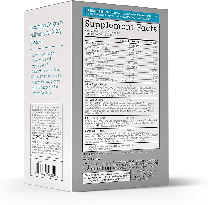 Complete Nutrition Reclaim Whole Body Cleanse- 5 Day Detox