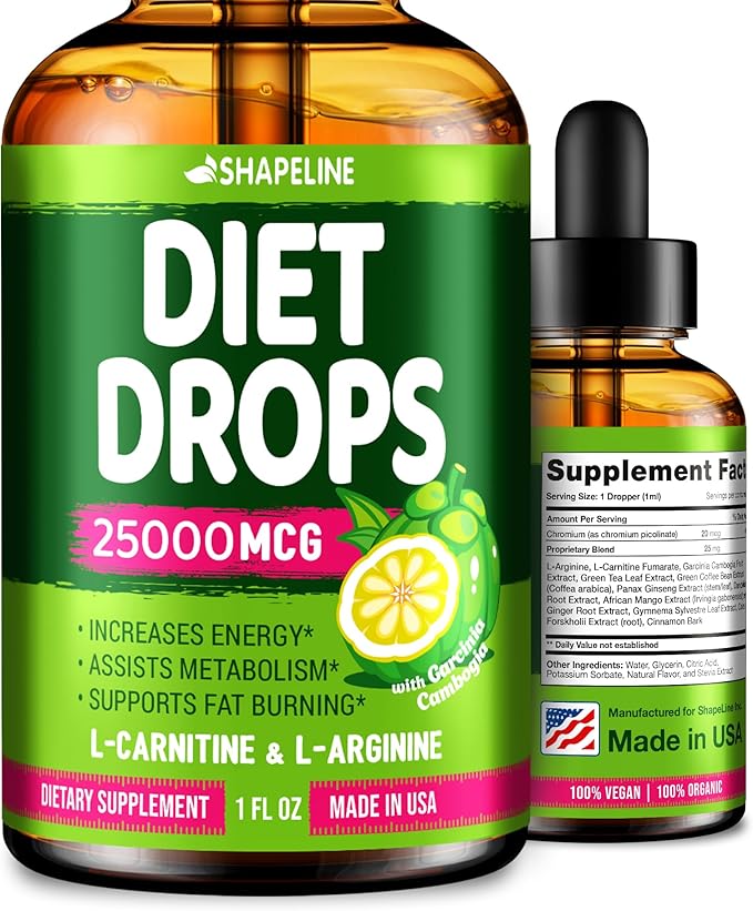 Diet Drops - Appetite Suppressant for Women & Men - Made in The USA - Natural Metabolism Booster - Diet Drops with Garcinia Cambogia 1 Fl Oz