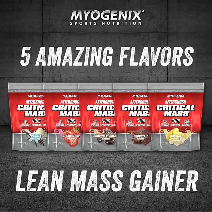 Myogenix Critical Mass - Cookies and Cream Flavored Muscle Mass Weight Gain Supplement, Zero Lactose Protein Powder, Anabolic Whey Protein (6.01 lbs)