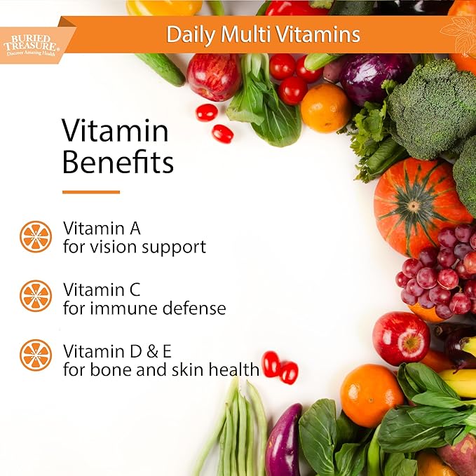 Buried Treasure VM100 Daily Multi - 32 Servings, Liquid Vitamins Minerals Supplement with Dose Cup