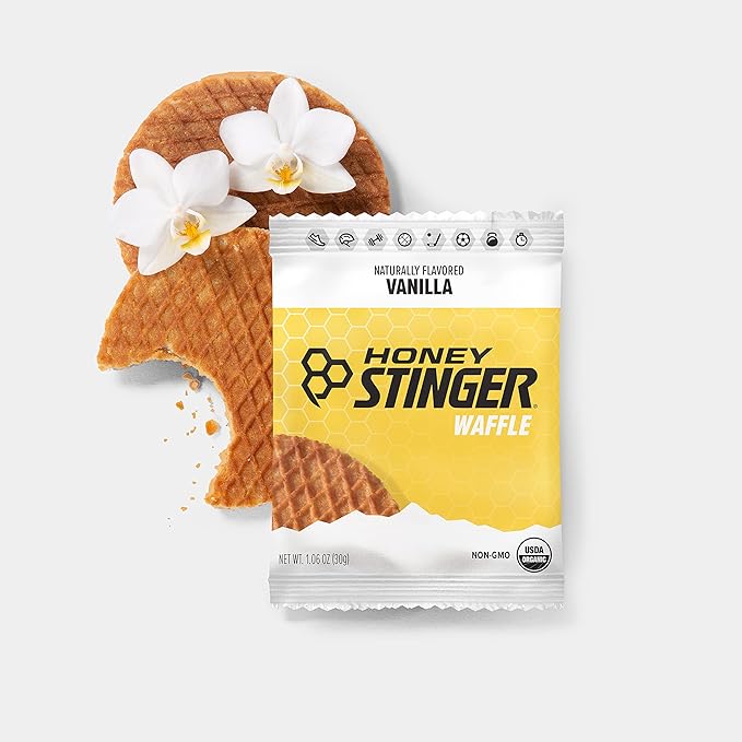 Honey Stinger Organic Vanilla Waffle | Energy Stroopwafel for Exercise, Endurance and Performance | Sports Nutrition for Home & Gym, Pre and Post Workout | Box of 16 Waffles, 16.96 Ounce