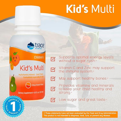 Trace Minerals | Kid's Multi | Liquid Multivitamin Supplement with Vitamin C, Zinc, & Minerals | Supports Healthy Bones and Immunity in Children | Natural Citrus Punch Flavor | 96 Servings, 8 fl oz (2 Pack)