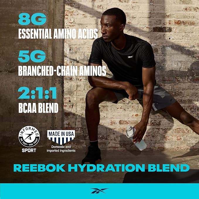 Reebok ReeCover BCAA + EAA + Electrolytes | 8g EAAs, 5g BCAAs, Hydration Matrix | Muscle Recovery, Strength | Post-Workout Support | 30 Servings | Strawberry Lemonade