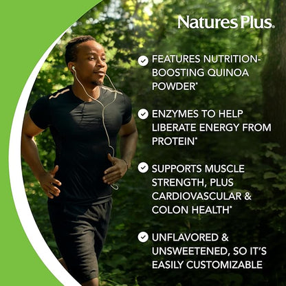 Natures Plus Almond Protein Powder - 1.04 lbs, Unflavored - USDA Certified Organic, Non-GMO Vegan Protein Powder, No Added Sugar, Promotes Muscle Recovery - Vegetarian, Gluten-Free - 15 Servings