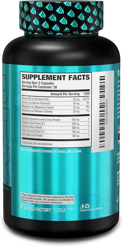 Jacked Factory Dry-XT Diuretic Water Pills - Natural Supplement | Reduces Water Retention & Bloating | Dandelion Root Extract, Potassium, 7 More Powerful Ingredients - 60 Veggie Capsules
