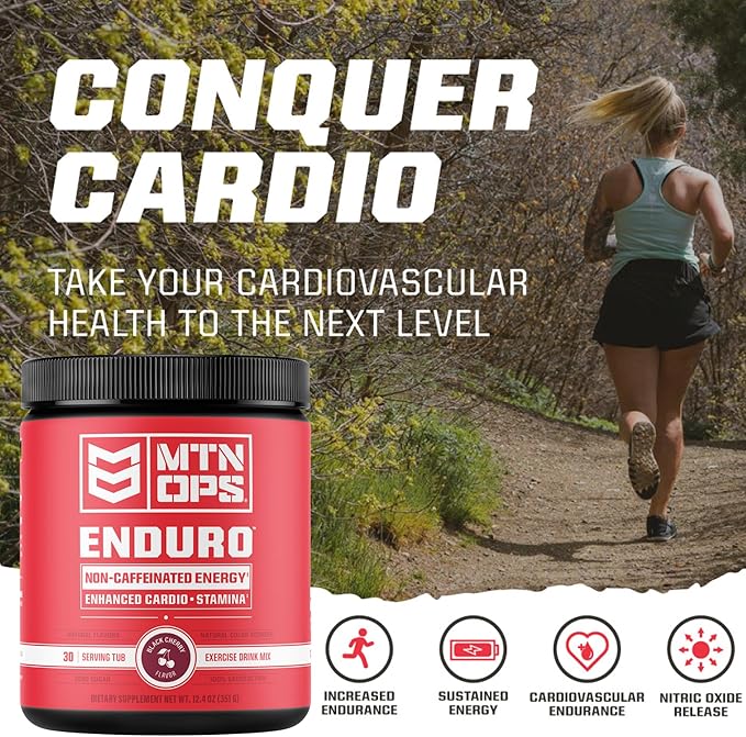 MTN OPS Enduro Nitric Oxide Supplement & Stim-Free Pre Workout - 30 Servings - with Magnesium Citrate, Beet Root Powder, Niacinamide, L Arginine & L Citrulline - Raspberry Flavor