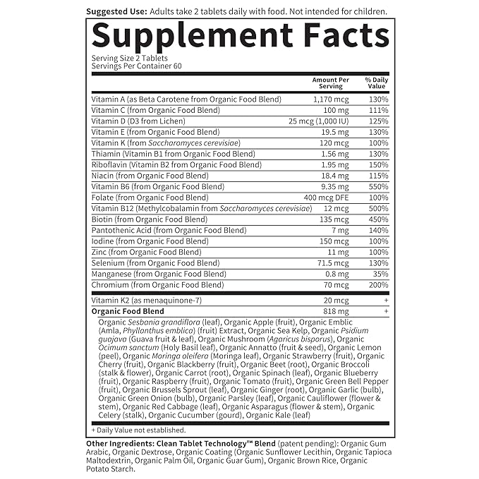 Garden of Life Organics Whole Food Multivitamin for Men, 120 Tablets, Vegan Mens Vitamins and Minerals for Mens Health and Well-Being, Certified Organic Vegan Mens Multi