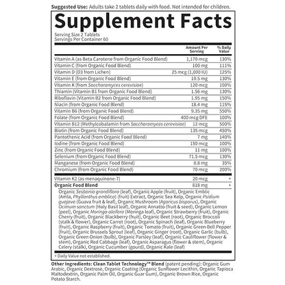 Garden of Life Organics Whole Food Multivitamin for Men, 120 Tablets, Vegan Mens Vitamins and Minerals for Mens Health and Well-Being, Certified Organic Vegan Mens Multi