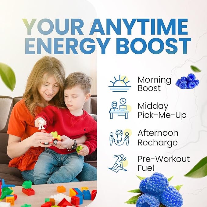 Morning Buzz Energy Drink Powder - Energy Boost Drink Mix - Sugar-Free Energy with Antioxidants - Morning Kickstart and Sports Nutrition Endurance Product - 30 Servings, Blue Raspberry, 8 Ounces