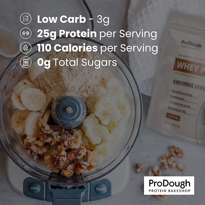 ProDough Gourmet Whey Isolate Hydrolized Protein Powder for Shake Mix- Easy Digest Enzyme Blend, 25g Protein per Serving, Natural Ingredients, Gluten Free, Keto Friendly (Peach Cobbler)