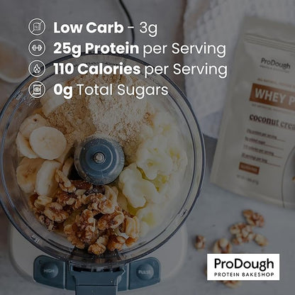 ProDough Gourmet Whey Isolate Hydrolized Protein Powder for Shake Mix- Easy Digest Enzyme Blend, 25g Protein per Serving, Natural Ingredients, Gluten Free, Keto Friendly (Maple Donut)