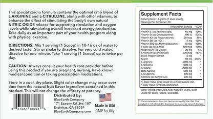 L-Arginine 5000mg + L-Citrulline Complex Powder Supplement Drink Mix - Nitric Oxide Booster for Heart Health, Blood Flow & Energy - 30 Servings (Strawberry Banana)